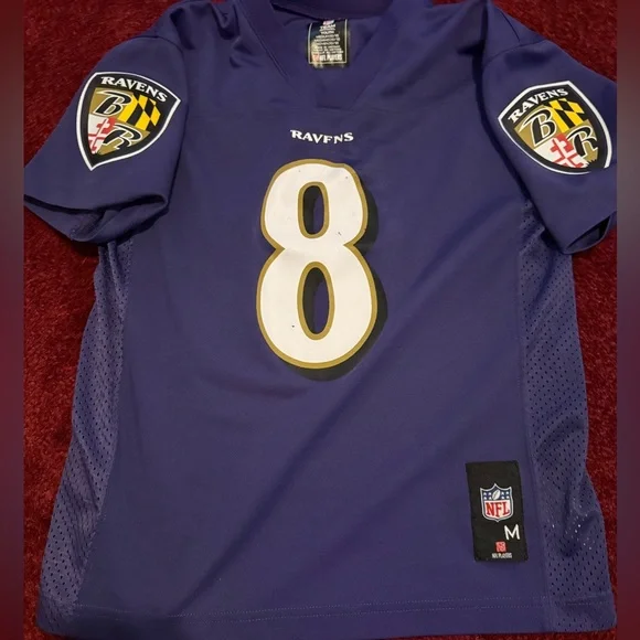 Baltimore Ravens Football Jersey Youth m medium purple NFL Nike Lamar Jackson #8 - Picture 1 of 5